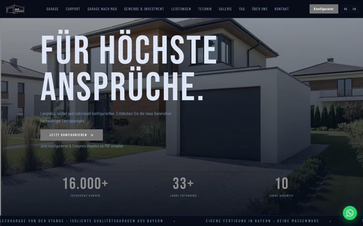 aux-garagen.de homepage